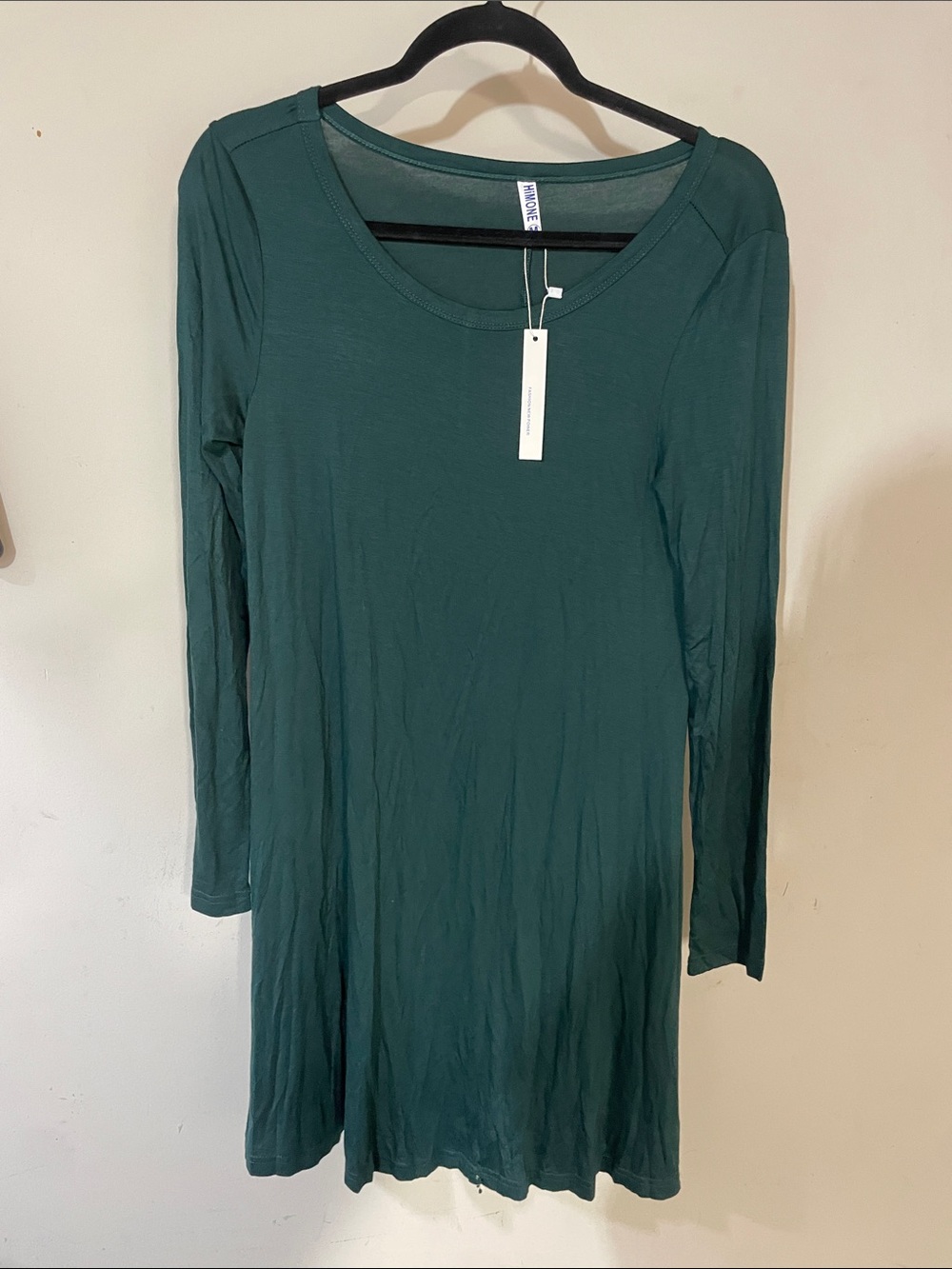 Long Sleeve Scoop Neck Dress in Deep Teal
